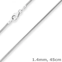 1,4mm Schlangenkette Silberkette Collier Halskette aus 925 Silber 45cm