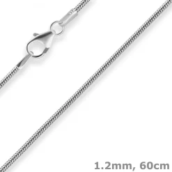 1,2mm Schlangenkette Silberkette Collier Halskette aus 925 Silber 60cm