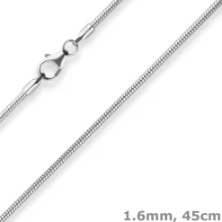 1,6mm Schlangenkette Silberkette Collier Halskette aus 925 Silber 45cm