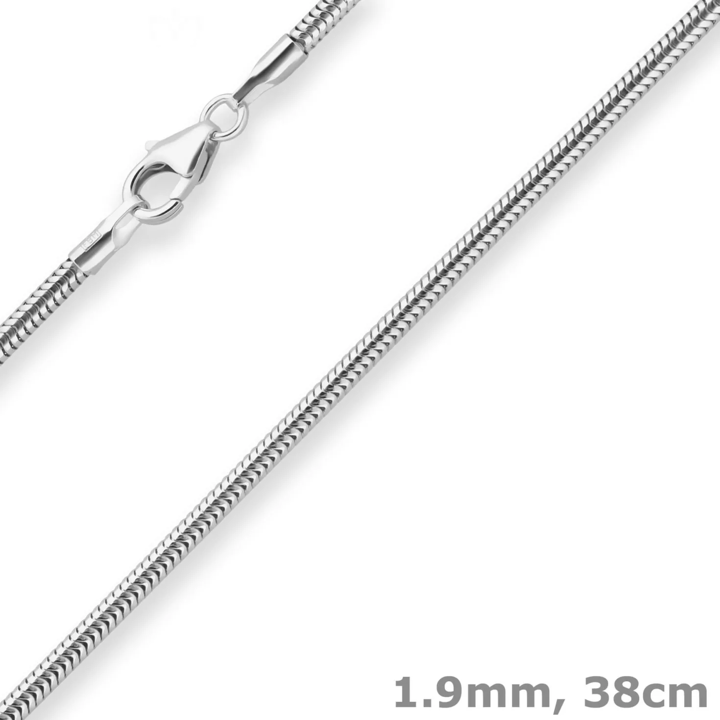1,9mm Schlangenkette Silberkette Collier Halskette aus 925 Silber 38cm