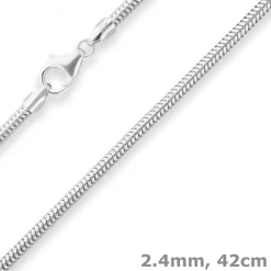 2,4mm Schlangenkette Silberkette Collier Halskette aus 925 Silber 42cm