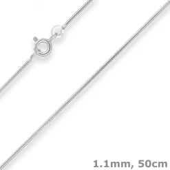 1,1mm Schlangenkette Silberkette Collier Halskette aus 925 Silber 50cm