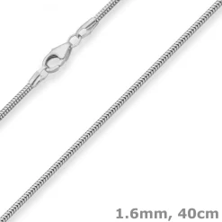 1,6mm Schlangenkette Silberkette Collier Halskette aus 925 Silber 40cm