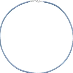 2,8mm Seidenband Seidencollier hellblau, Karabiner 925, Damen, 42cm