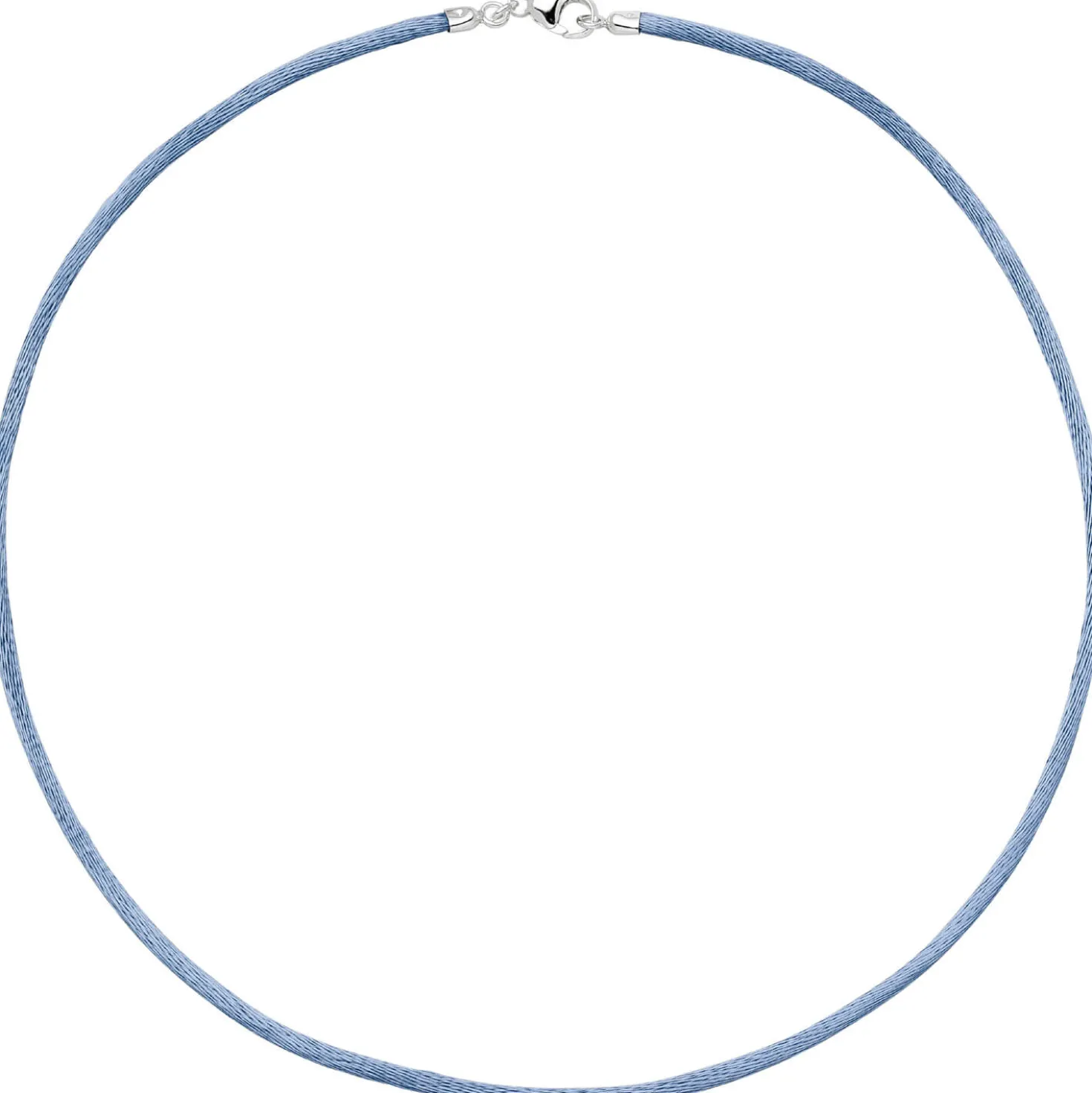 2,8mm Seidenband Seidencollier hellblau, Karabiner 925, Damen, 42cm