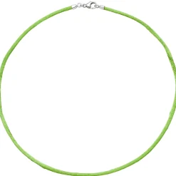 2,8mm Seidenband Seidencollier hellgrün, Karabiner 925, Damen, 42cm