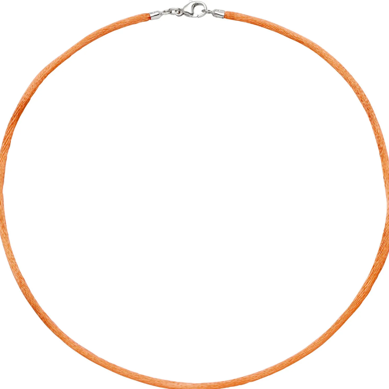 2,8mm Seidenband Seidencollier orange, Karabiner 925, Damen, 42cm