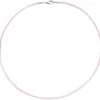 2,8mm Seidenband Seidencollier rose, Karabiner 925 Silber, Damen, 42cm