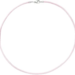 2,8mm Seidenband Seidencollier rose, Karabiner 925 Silber, Damen, 42cm