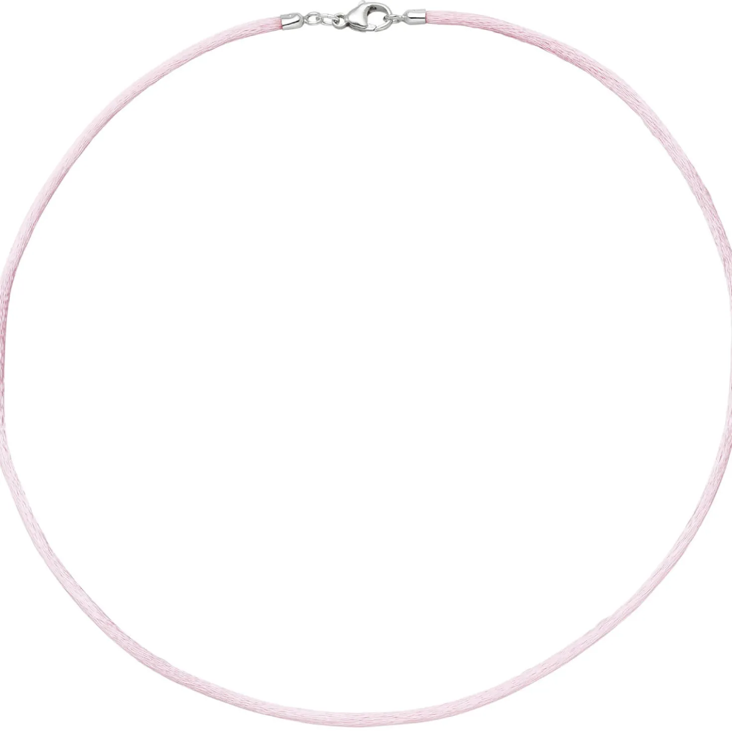 2,8mm Seidenband Seidencollier rose, Karabiner 925 Silber, Damen, 42cm