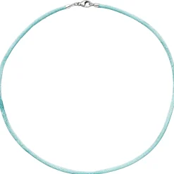 2,8mm Seidenband Seidencollier türkis, Karabiner 925, Damen, 42cm