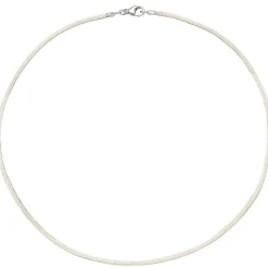 2,8mm Seidencollier Collier beige, Karabiner 925 Silber, Damen, 42cm
