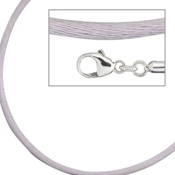2,8mm Seidencollier Collier flieder, Karabiner 925 Silber, Damen, 42cm