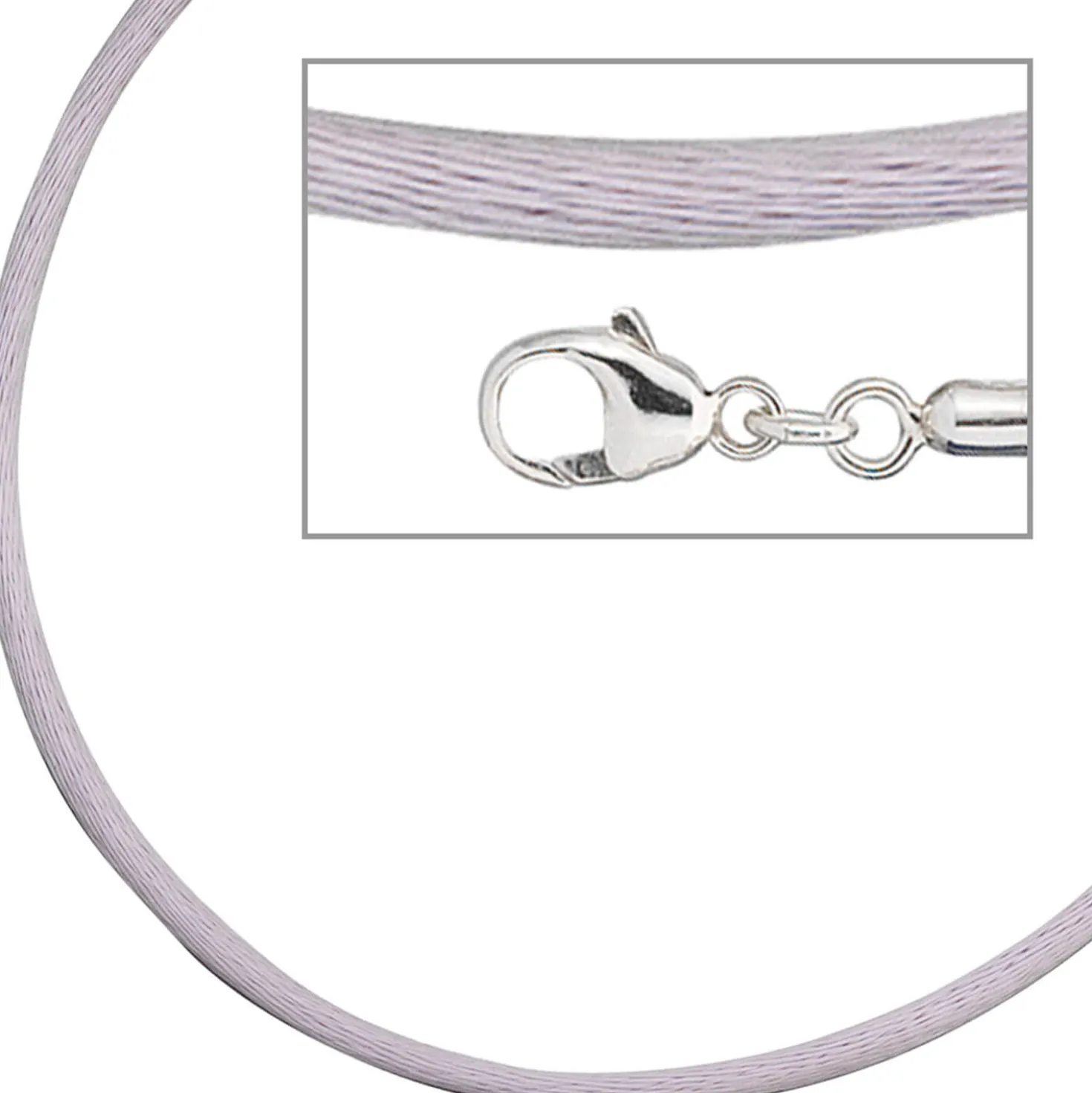 2,8mm Seidencollier Collier flieder, Karabiner 925 Silber, Damen, 42cm
