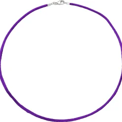 2,8mm Seidencollier Collier lila, Karabiner 925 Silber, Damen, 42cm
