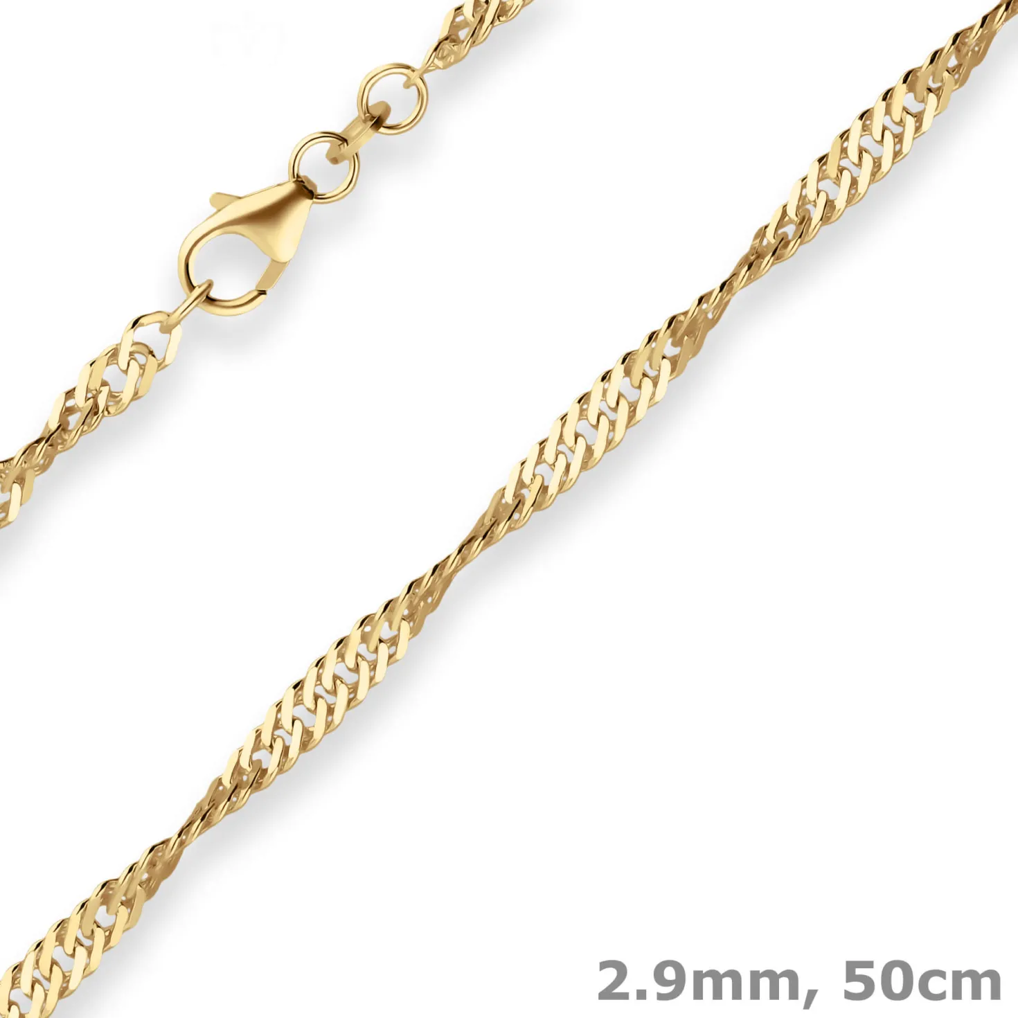2,9mm Singapurkette Collier Halskette aus 375 Gold Gelbgold 50cm