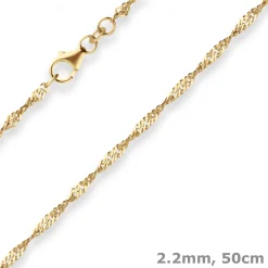 2,2mm Singapurkette Collier Halskette aus 333 Gold Gelbgold 50cm