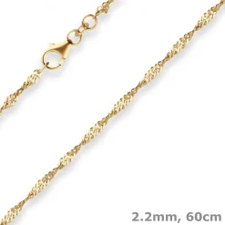 2,2mm Singapurkette Collier Halskette aus 333 Gold Gelbgold 60cm