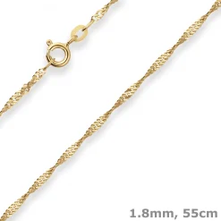 1,8mm Singapurkette Collier Halskette aus 585 Gold Gelbgold 55cm