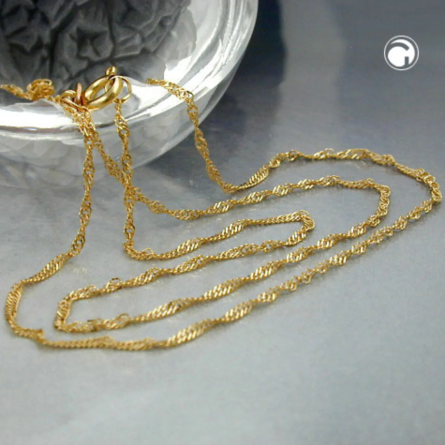 1,4mm Singapurkette Collier Halskette 375 Gold Gelbgold 45cm Damen