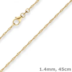 1,4mm Singapurkette Goldkette Collier Halskette aus 750 Gold Gelbgold 45cm