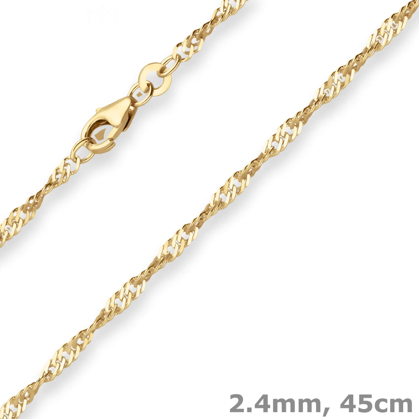 2,4mm Singapurkette Goldkette Collier Halskette aus 585 Gold Gelbgold 45cm
