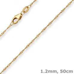 1,2mm Singapurkette Goldkette Collier Halskette aus 375 Gold Gelbgold 50cm