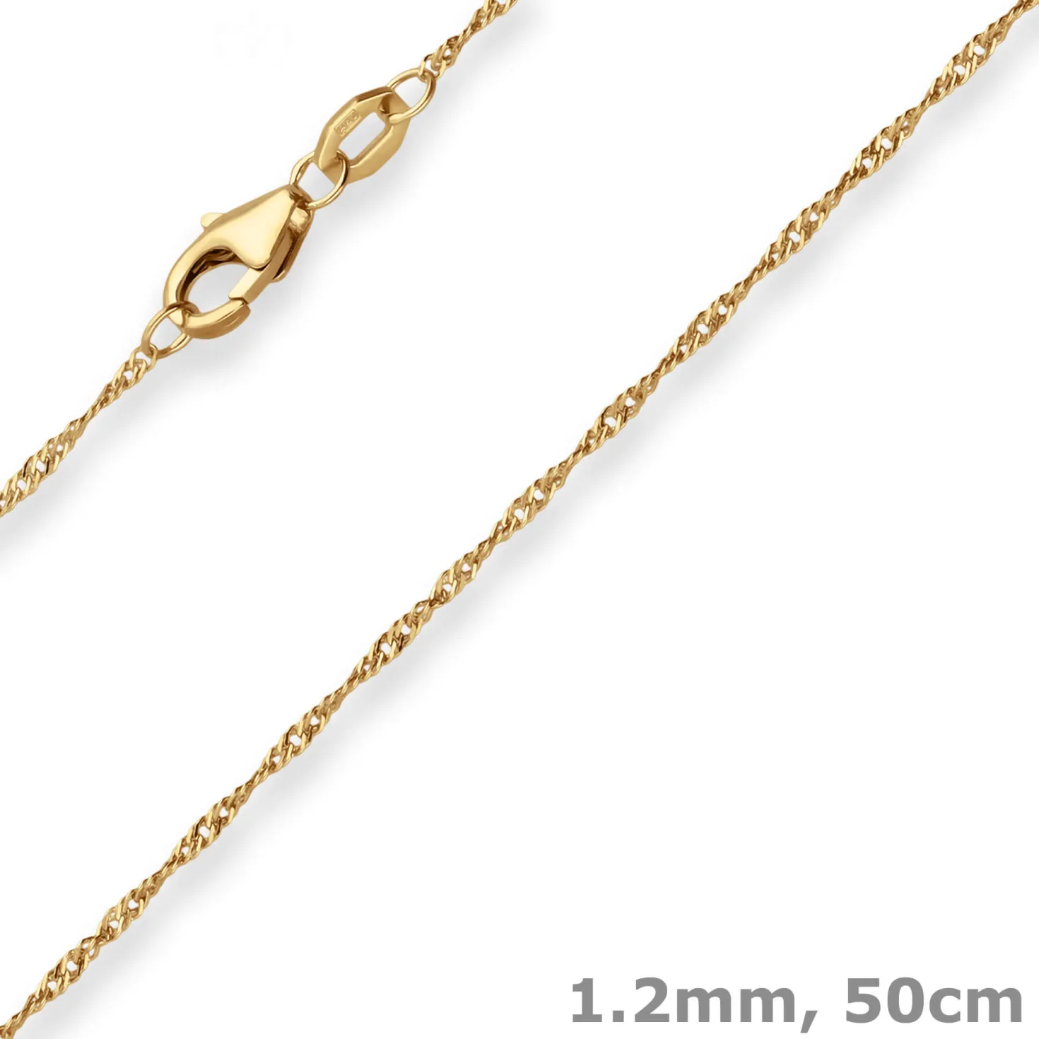 1,2mm Singapurkette Goldkette Collier Halskette aus 375 Gold Gelbgold 50cm