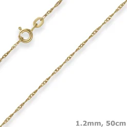 1,2mm Singapurkette Goldkette Collier Halskette aus 333 Gold Gelbgold 50cm