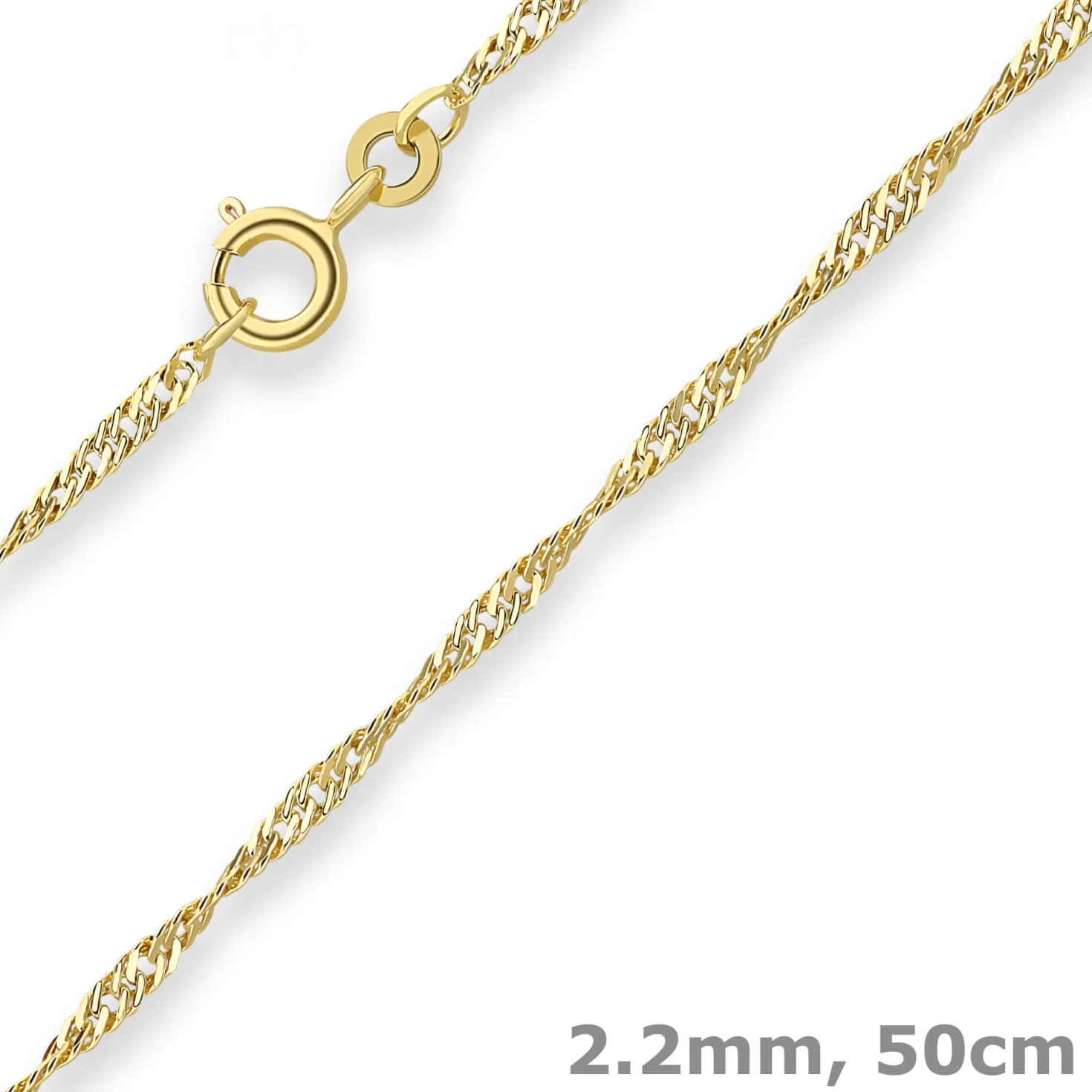 2,2mm Singapurkette Goldkette Collier Halskette aus 333 Gold Gelbgold 50cm
