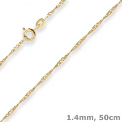 1,4mm Singapurkette Goldkette Collier Halskette aus 585 Gold Gelbgold 50cm