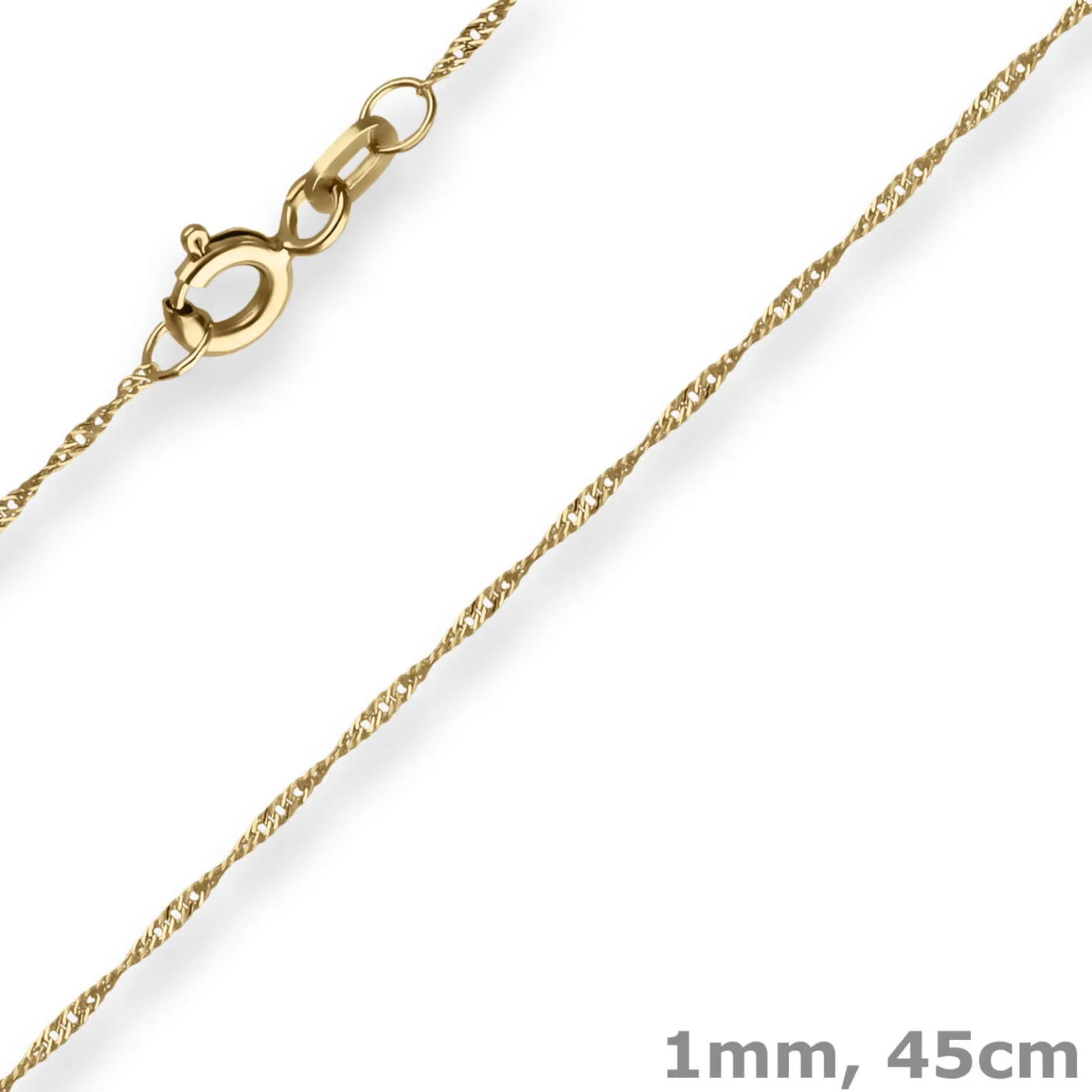 1mm Singapurkette Goldkette Collier Halskette aus 750 Gold Gelbgold 45cm
