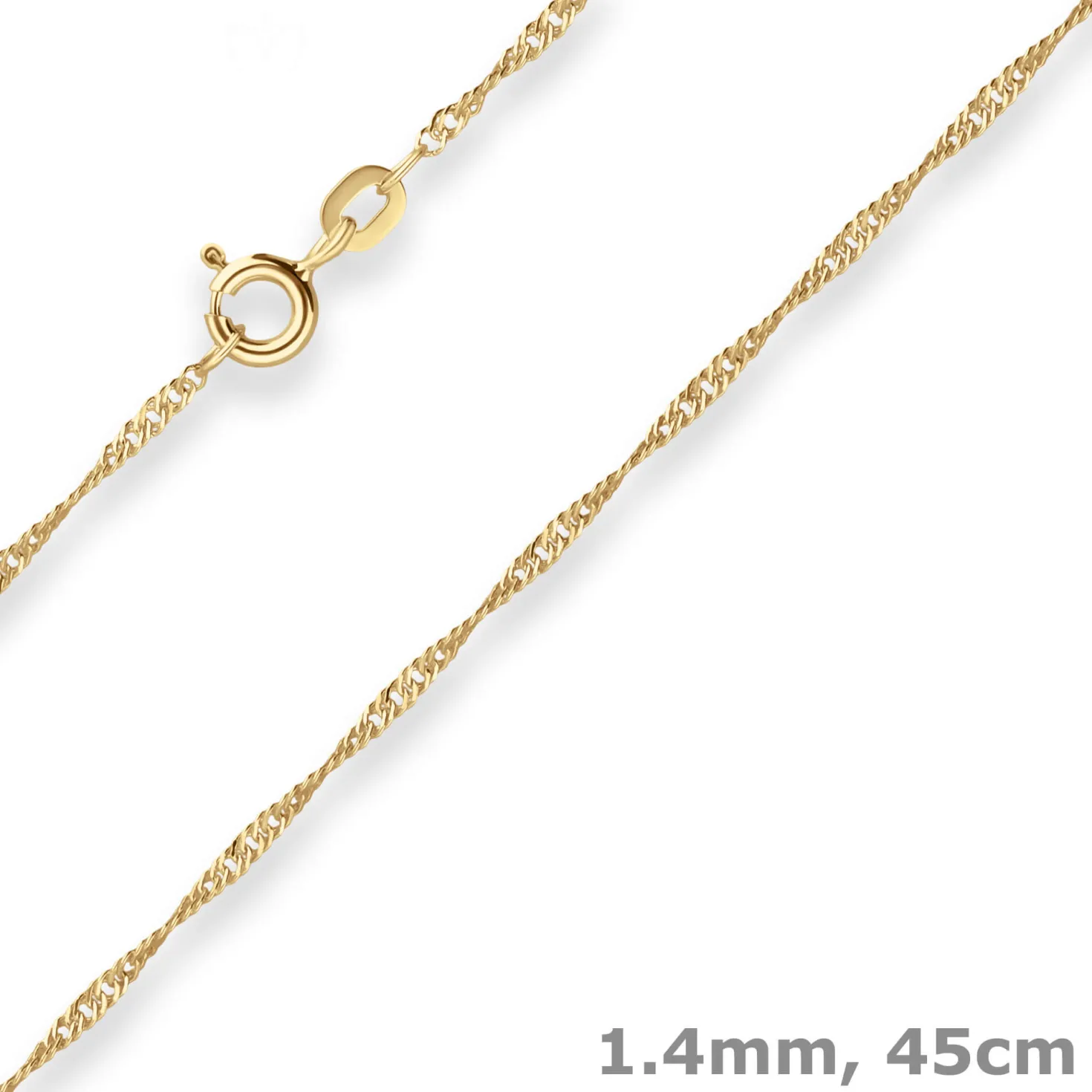 1,4mm Singapurkette Goldkette Collier Halskette aus 375 Gold Gelbgold 45cm