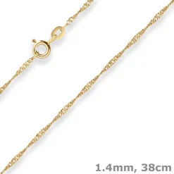 1,4mm Singapurkette Goldkette Collier Halskette aus 375 Gold Gelbgold 38cm