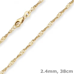 2,4mm Singapurkette Goldkette Collier Halskette aus 333 Gold Gelbgold 38cm