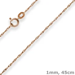 1mm Singapurkette Goldkette Collier Halskette aus 375 Gold Rotgold 45cm