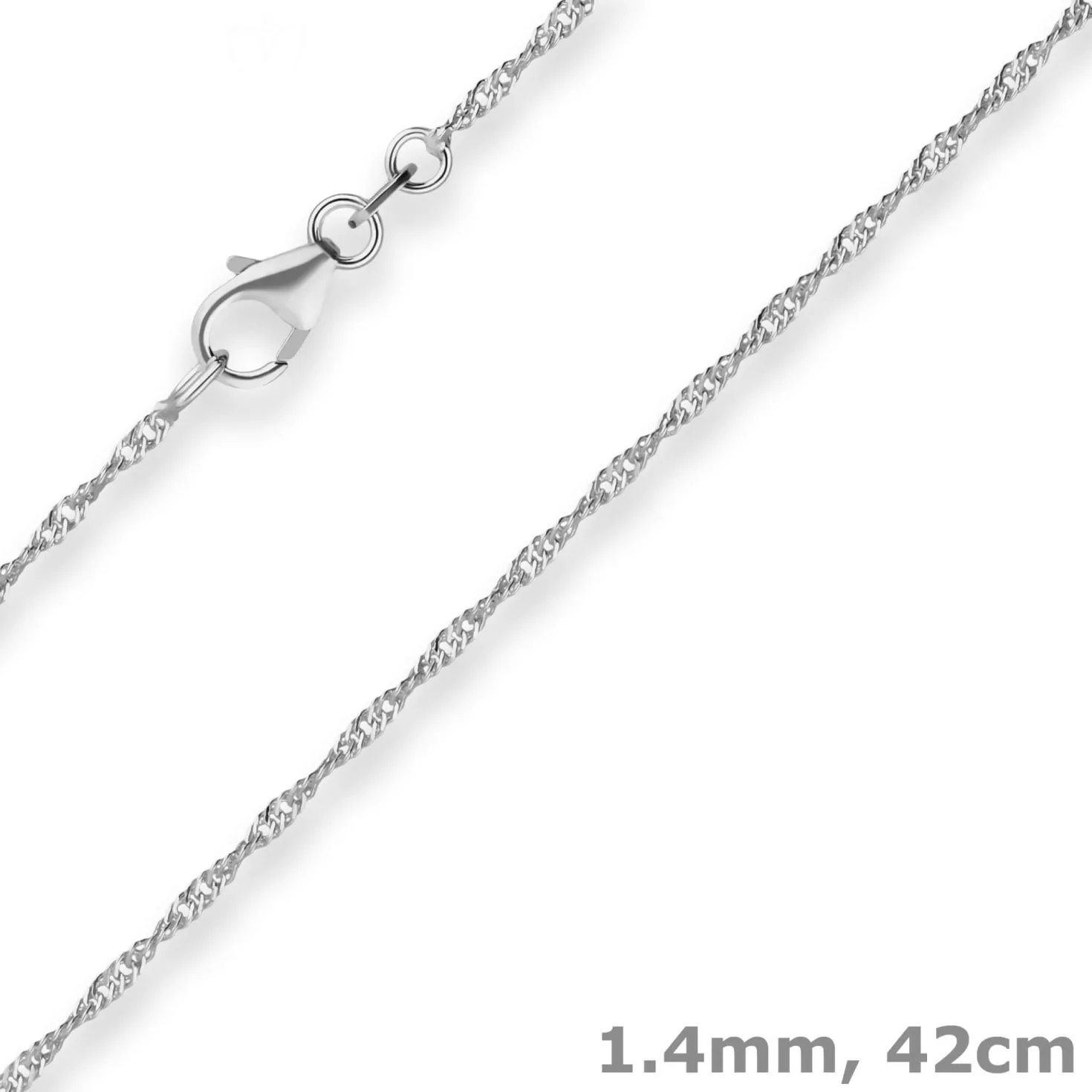 1,4mm Singapurkette Goldkette Collier Halskette aus 750 Gold Weißgold 42cm