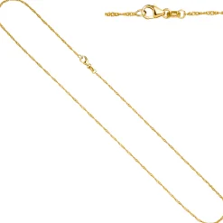 1,4mm Singapurkette Halskette Collier aus 750 Gold Gelbgold 45cm