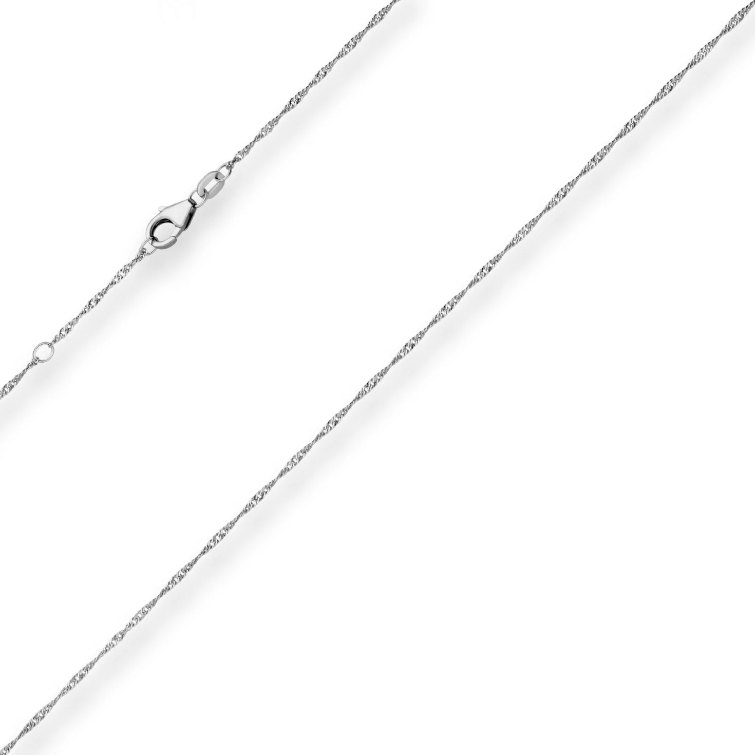 1,2mm Singapurkette Kette Collier aus 585 Gold Weißgold 42cm mit Zwischenöse