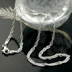 2mm Singapurkette Kette Collier, 925 Silber, Silberkette rund, 60cm