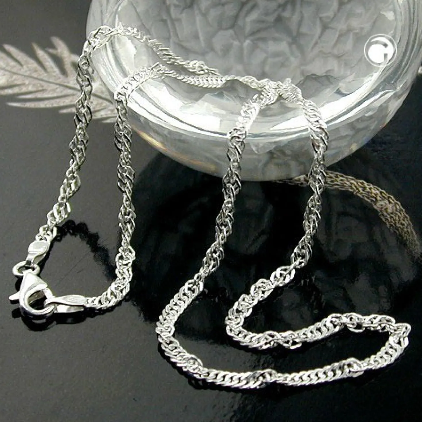 2mm Singapurkette Kette Collier, 925 Silber, Silberkette rund, 50cm