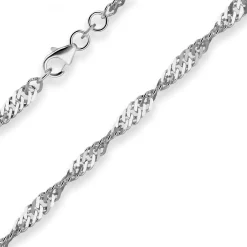 3,8mm Singapurkette Silberkette Collier Halskette aus 925 Silber rhodiniert 45cm