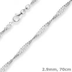 2,9mm Singapurkette Silberkette Collier Halskette aus 925 Silber 70cm