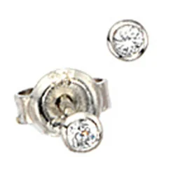 2,9mm Solitär Ohrstecker Ohrschmuck Ohrringe, weiße Zirkonia, rund, 925 Silber