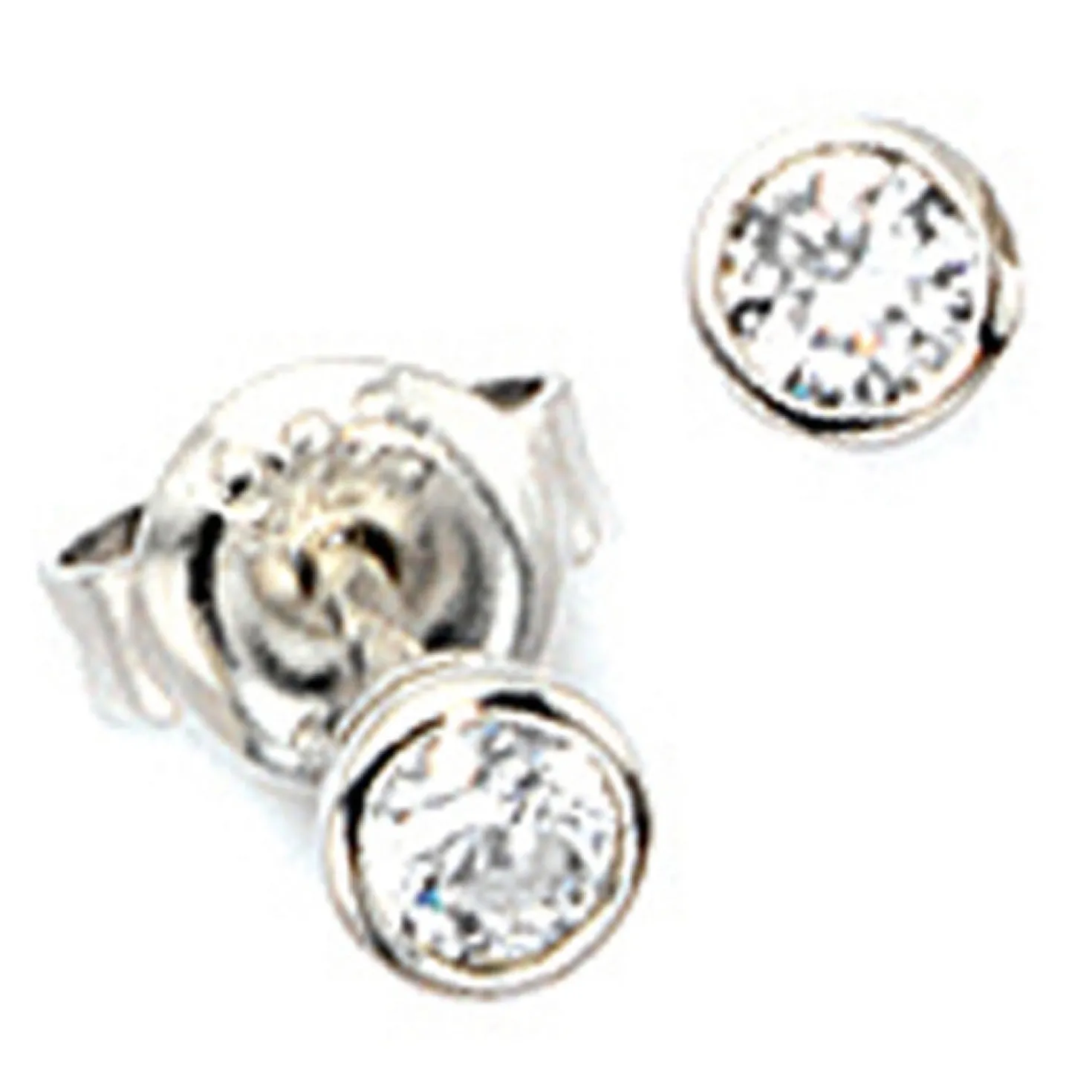 3,9mm Solitär Ohrstecker Ohrschmuck Ohrringe, weiße Zirkonia, rund, 925 Silber