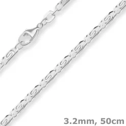 3,2mm S-Panzerkette Silberkette Collier Halskette aus 925 Silber 50cm