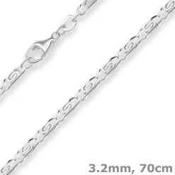 3,2mm S-Panzerkette Silberkette Collier Halskette aus 925 Silber 70cm