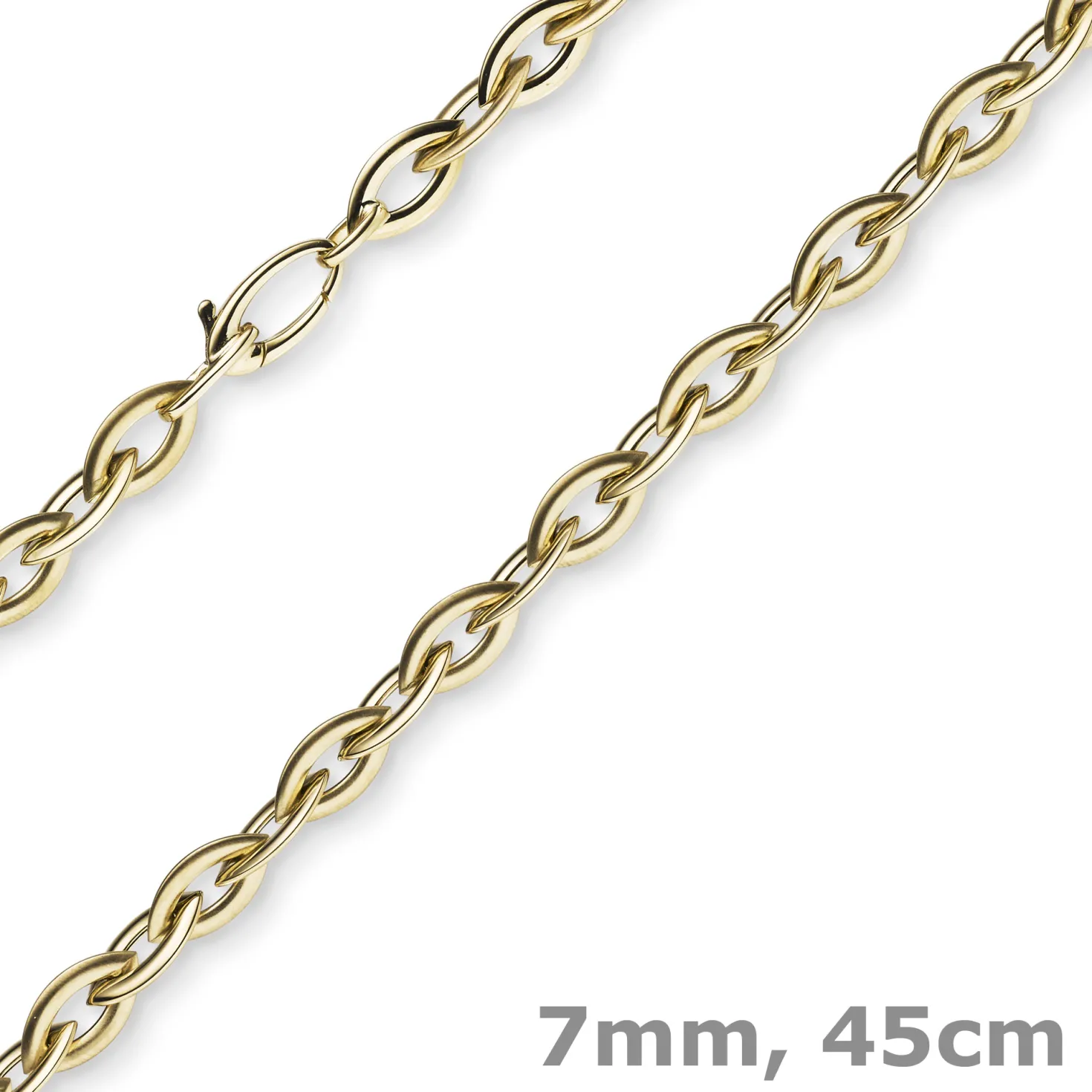 7mm Spitz-Anker-Kette aus 585 Gold Gelbgold 45cm Halsschmuck Collier Halskette