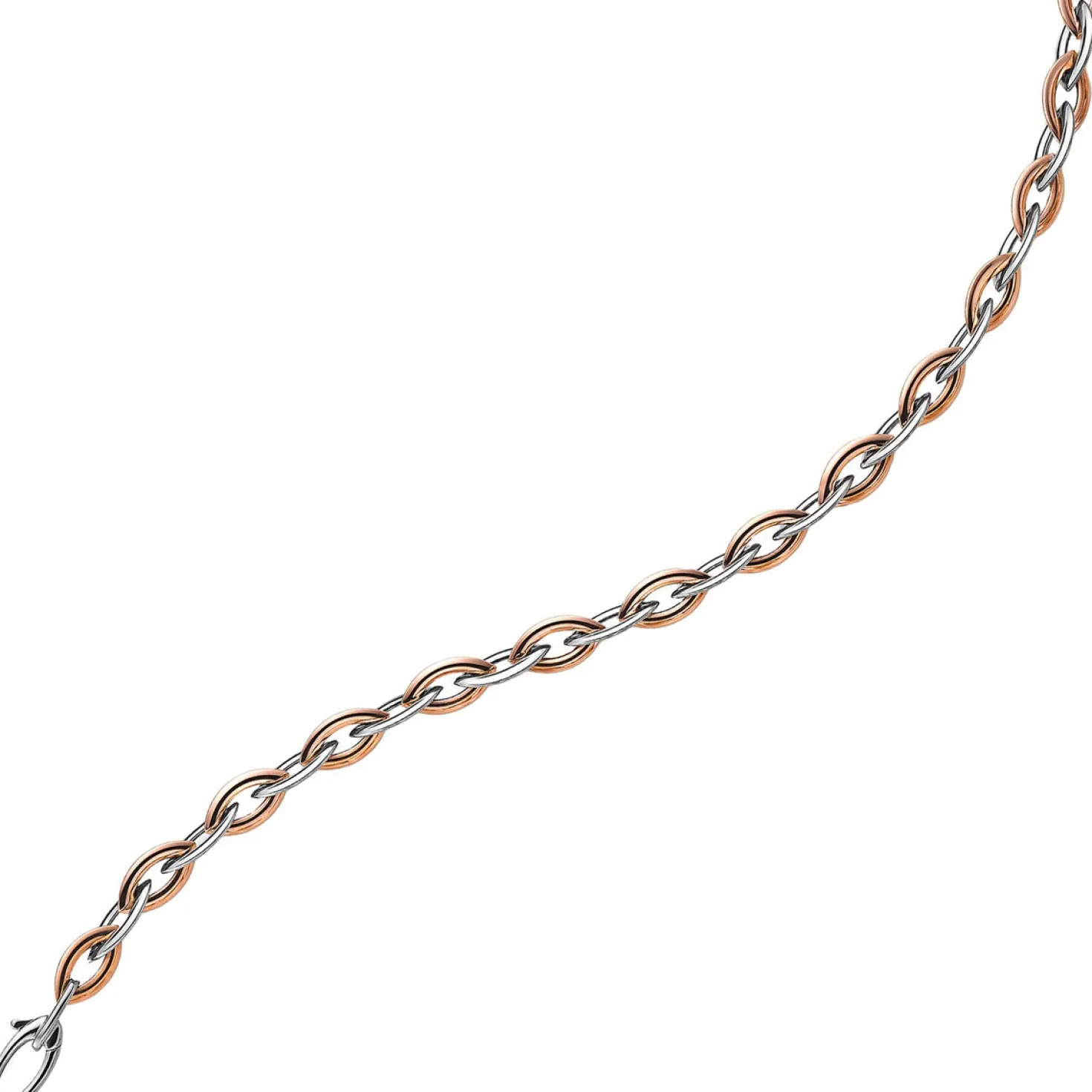 7,5mm Spitzanker Kette Collier aus 585 Gold Weißgold & Rosegold, 45cm