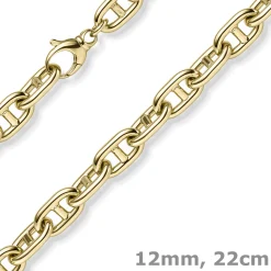 12mm Steg-Ankerarmband Armband Armkette aus 585 Gold Gelbgold 22cm